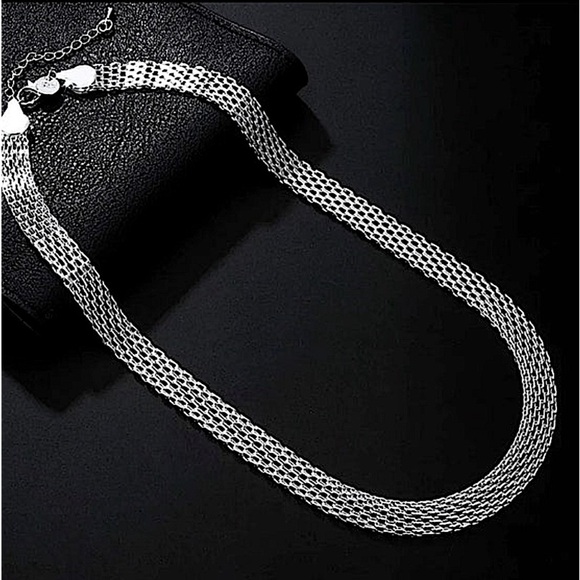 Sterling Silver Mesh Lattice 10mm Trendy Necklace Bracelet Set - Picture 2 of 6